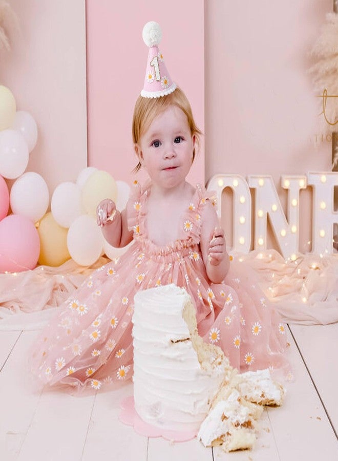 LINGANA First Birthday Hat - Baby Party Decor, Outfit Girl Boy Photo Booth Props, Cake Smash Backdrop (Pink Daisy) - Image 4